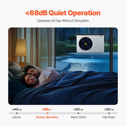 Electric Pool Heat Pump, 35830 BTU, Pool Heaters for 6605-13209GAL Above and In Ground Pools, Low Noise, Heating and Cooling Highly Efficient & Energy-Saving Pool Water Heater AC208-230V 60Hz