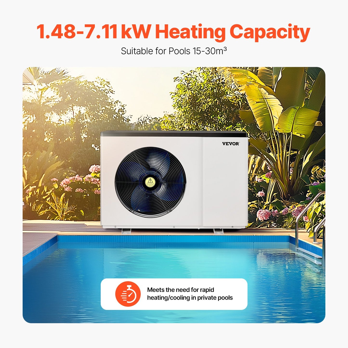 Electric pool heat pump 1.48-7.11kW Energy-saving variable frequency