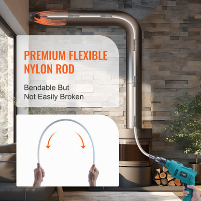 7m Sweeper Set, with 7 Reinforced Flexible Nylon Rods, Ergonomic Chimney Cleaning Brush, 360-Degree Brush, Chimney Cleaner, Rich Flue Accessories for Fireplaces Home Use Fits Most Pipes