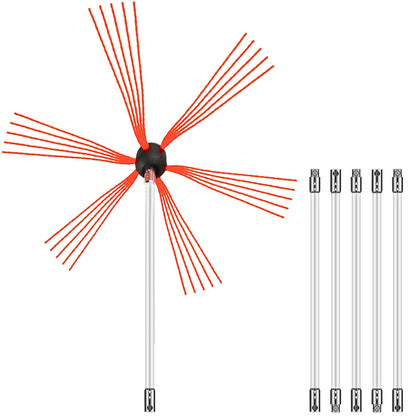 Flexibla skorstenssopstänger, 20FT skorstensrengöringssats, nylonsotare Skorstensrengöringssats Flexibelt borsthuvud Skorstenssopstänger Lätt att ansluta skorstensborste med 6 vita stavar