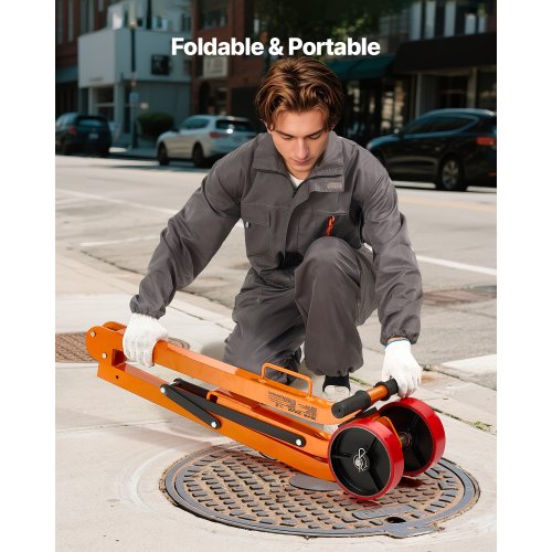 Magnetisk locklyftare, 600 kg dragkapacitet, stålvagn med kraftig magnetlyft och 2 hjul, justerbart handtag, N42 neodym, hopfällbar och bärbar, för lyft av brunnslock |  EU