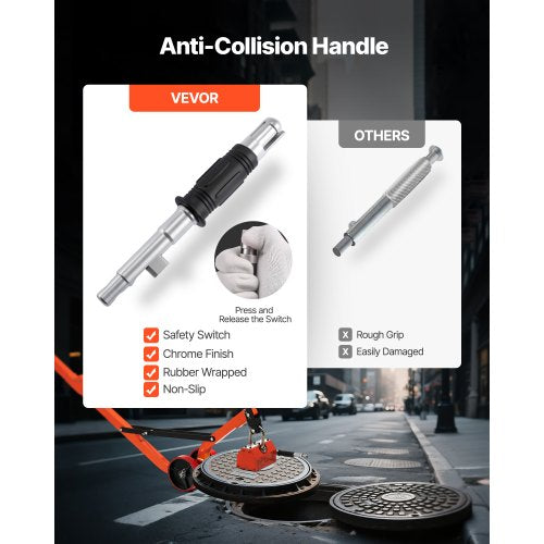 Magnetisk locklyftare, 600 kg dragkapacitet, stålvagn med kraftig magnetlyft och 2 hjul, justerbart handtag, N42 neodym, hopfällbar och bärbar, för lyft av brunnslock |  EU