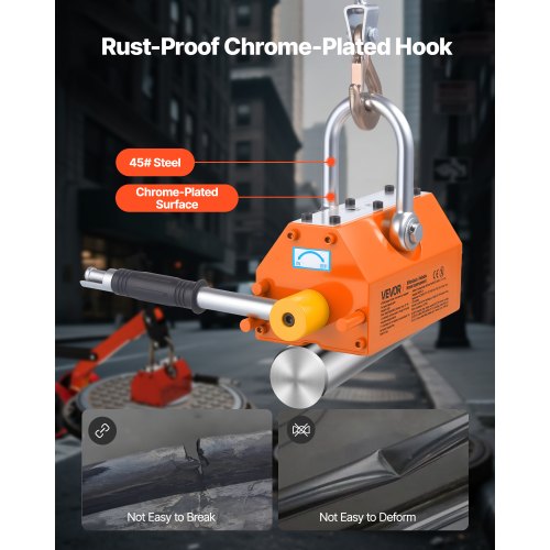 Magnetisk locklyftare, 600 kg dragkapacitet, stålvagn med kraftig magnetlyft och 2 hjul, justerbart handtag, N42 neodym, hopfällbar och bärbar, för lyft av brunnslock |  EU