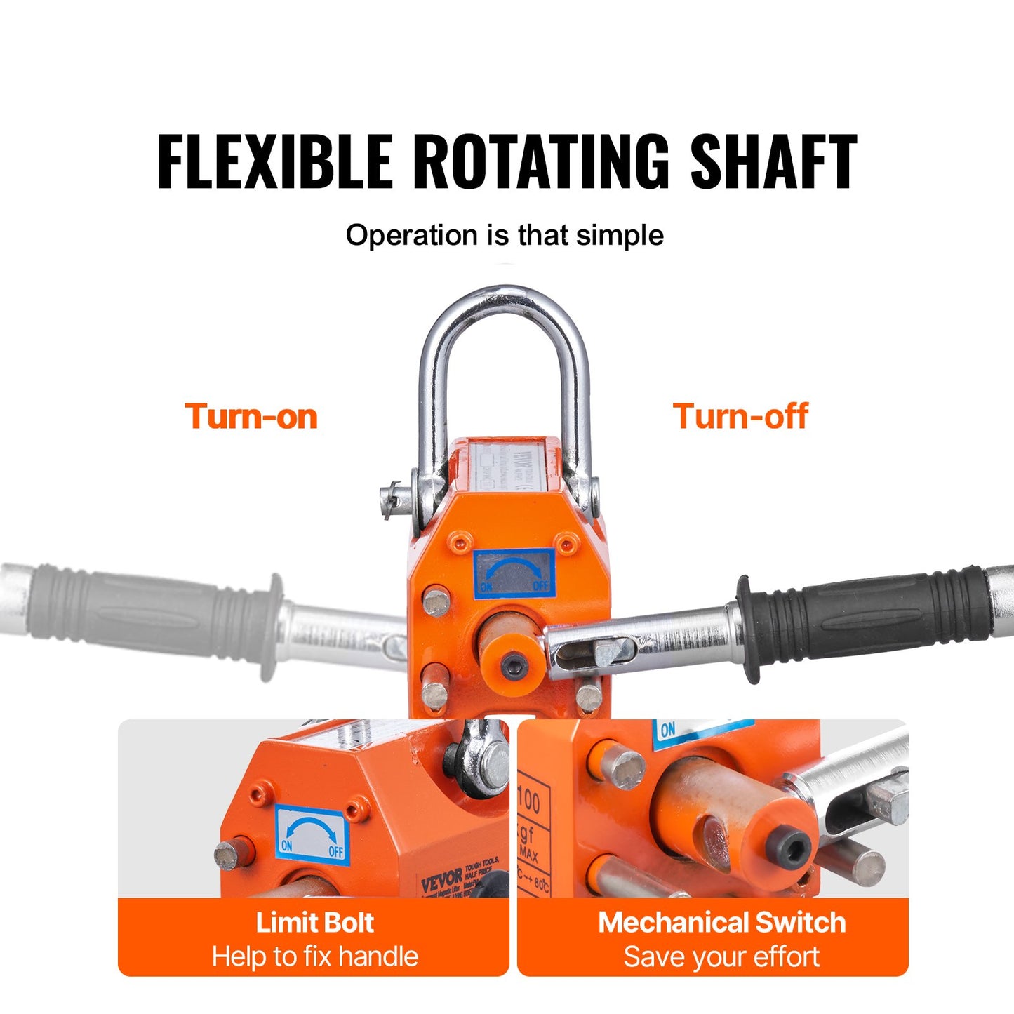 Magnetic Lifter, 220 lbs/100 kg Pulling Capacity, 2.5 Safety Factor, Neodymium & Steel, Lifting Magnet with Release, Permanent Lift Magnets, Heavy Duty Magnet for Hoist, Shop Crane, Block, Board