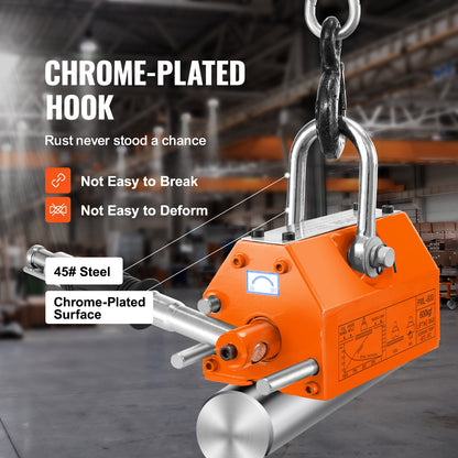 Magnetic Lifter, 1320 lbs/600kg Pulling Capacity, 2.5 Safety Factor, Steel and Neodymium, Lifting Magnet with Release, Permanent Lift Magnets, Heavy Duty Magnet for Hoist, Block, Shop Crane