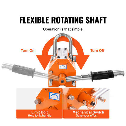 Magnetheber, 4400lbs/2000kg Zugkraft, 2,5-facher Sicherheitsfaktor, Neodym und Stahl, Hebemagnet mit Auslösefunktion, Permanent-Hebemagnete, leistungsstarker Magnet für Hebevorrichtung, Werkstattkran, Block, Brett