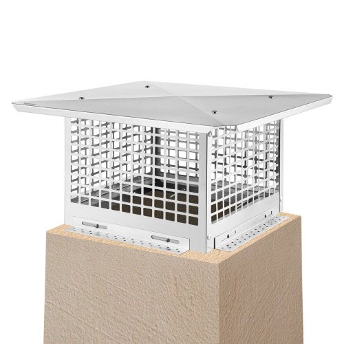 Chimney Cap, 13\" x 13\" Flue Caps, 304 Stainless Steel Fireplace Chimney Cover, Adjustable Metal Spark Arrestor with Bolts Screws, Mesh Chimney Flue Cover for Outside Existing Clay Flue Tile