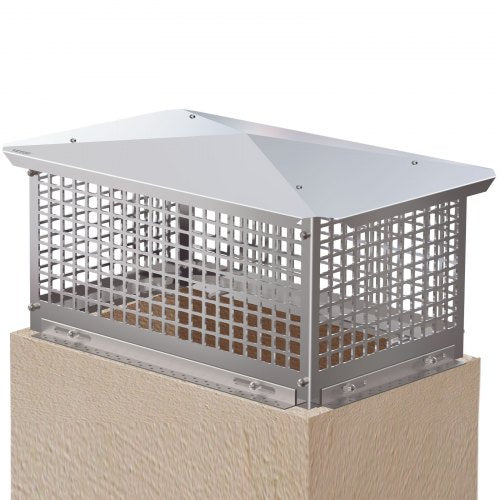 Chimney Cap, 13\" x 21\" Flue Caps, 304 Stainless Steel Fireplace Chimney Cover, Adjustable Metal Spark Arrestor with Bolts Screws, Mesh Chimney Flue Cover for Outside Existing Clay Flue Tile
