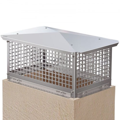 Chimney Cap, 13\" x 21\" Flue Caps, 304 Stainless Steel Fireplace Chimney Cover, Adjustable Metal Spark Arrestor with Bolts Screws, Mesh Chimney Flue Cover for Outside Existing Clay Flue Tile