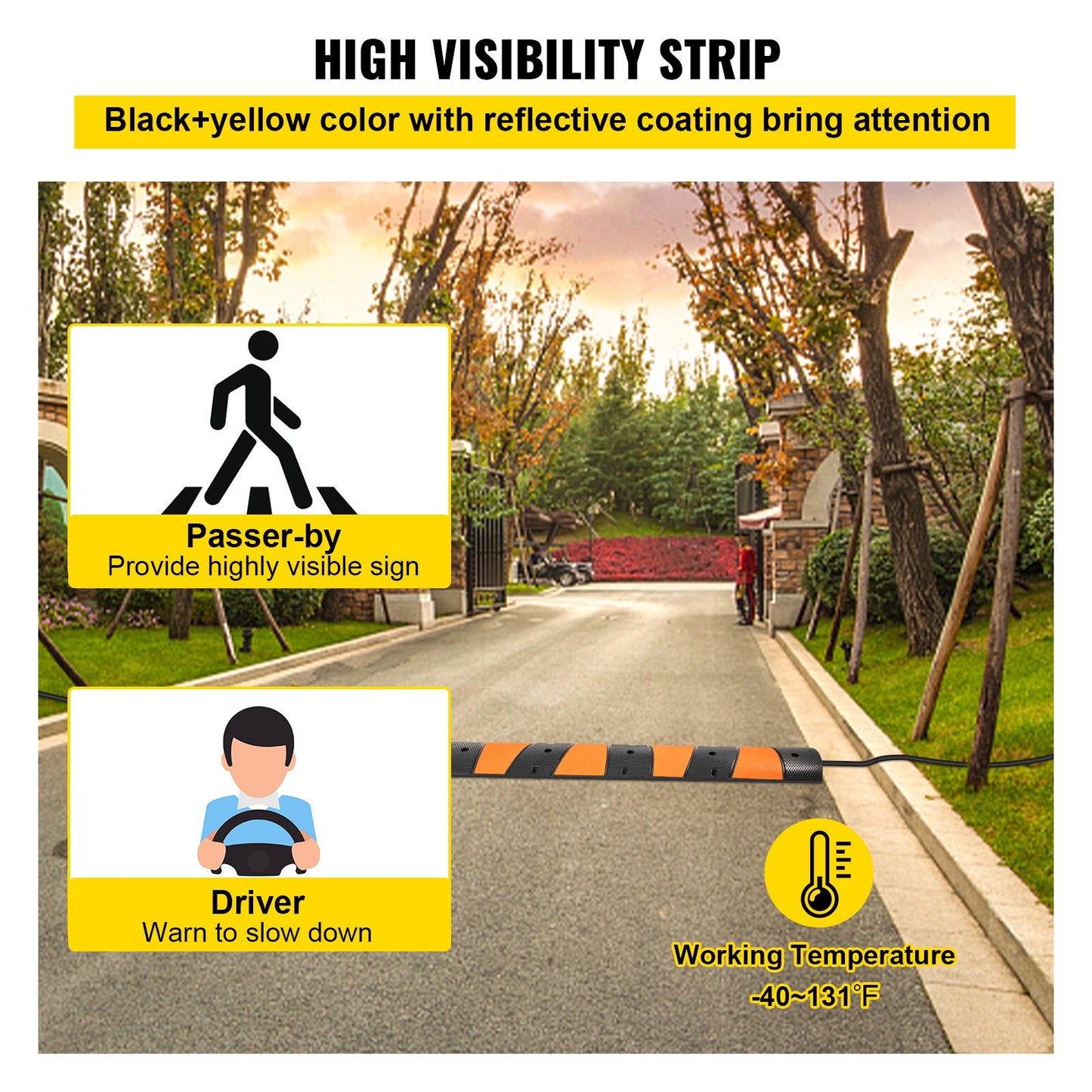 Rubber Speed Bump, 1 Pack 2 Channel Speed Bump Hump, 72.8\" Long Modular Speed Bump Rated 22000 LBS Load Capacity, 72.8 x 12.2 x 2.2 Garage Speed Bump for Asphalt Concrete Gravel Driveway-6 FT