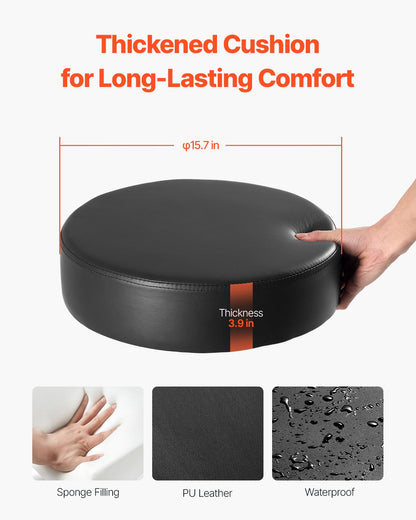 Round Rolling Pall Svängbar pall med hjul & fotstöd höjdjusterbar