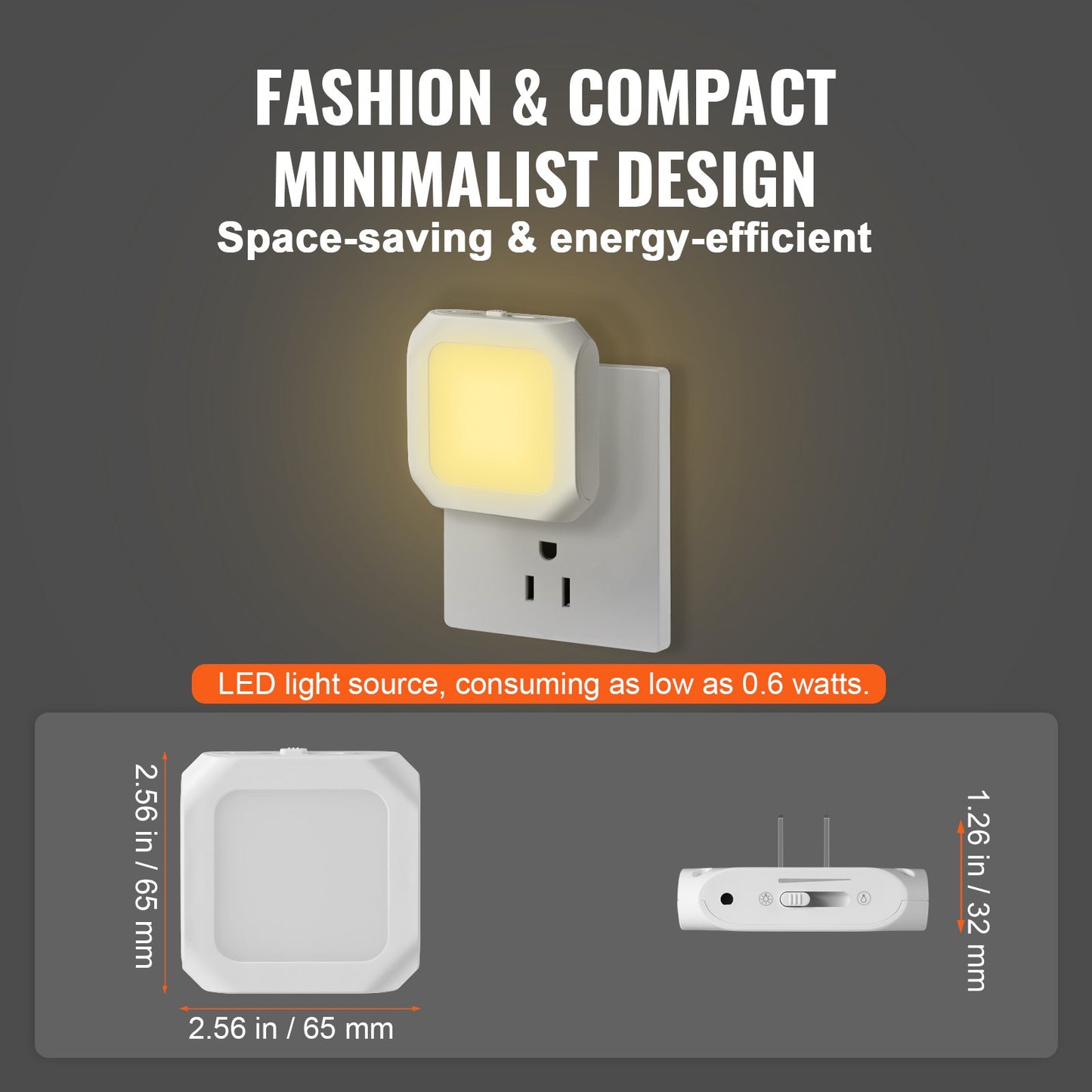 LED Night Light, 2 Pack Plug in LED Night Light, 0.6 W 3000k Soft White Light, with Dusk-to-Dawn Light Sensor, for Bedroom, Bathroom, Hallway