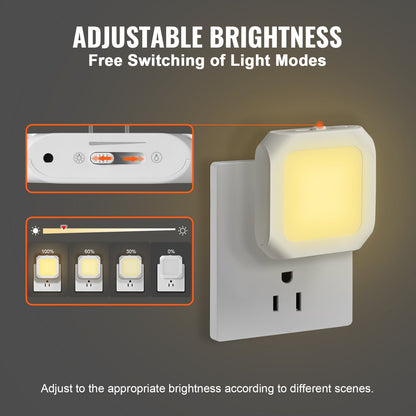 LED Night Light, 2 Pack Plug in LED Night Light, 0.6 W 3000k Soft White Light, with Dusk-to-Dawn Light Sensor, for Bedroom, Bathroom, Hallway