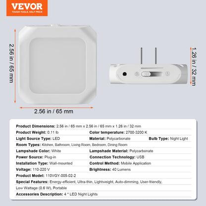 LED Night Light, 2 Pack Plug in LED Night Light, 0.6 W 3000k Soft White Light, with Dusk-to-Dawn Light Sensor, for Bedroom, Bathroom, Hallway
