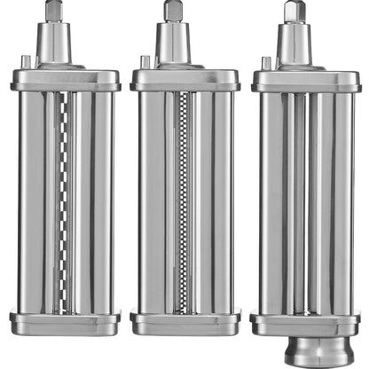 Pasta Accessories for KitchenAid Stand Mixer, Stainless Steel Pasta Roller Cutter Set Including Pasta Roller Roller, Spaghetti and Fettuccine Cutter, 8 Adjustable Thickness Knob Pasta Maker, 3pcs