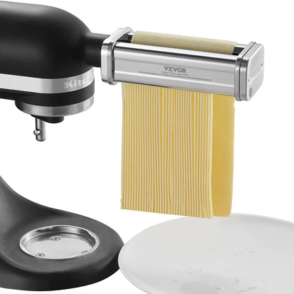 Pasta Accessories for KitchenAid Stand Mixer, Stainless Steel Pasta Roller Cutter Set Including Pasta Roller Roller, Spaghetti and Fettuccine Cutter, 8 Adjustable Thickness Knob Pasta Maker, 3pcs