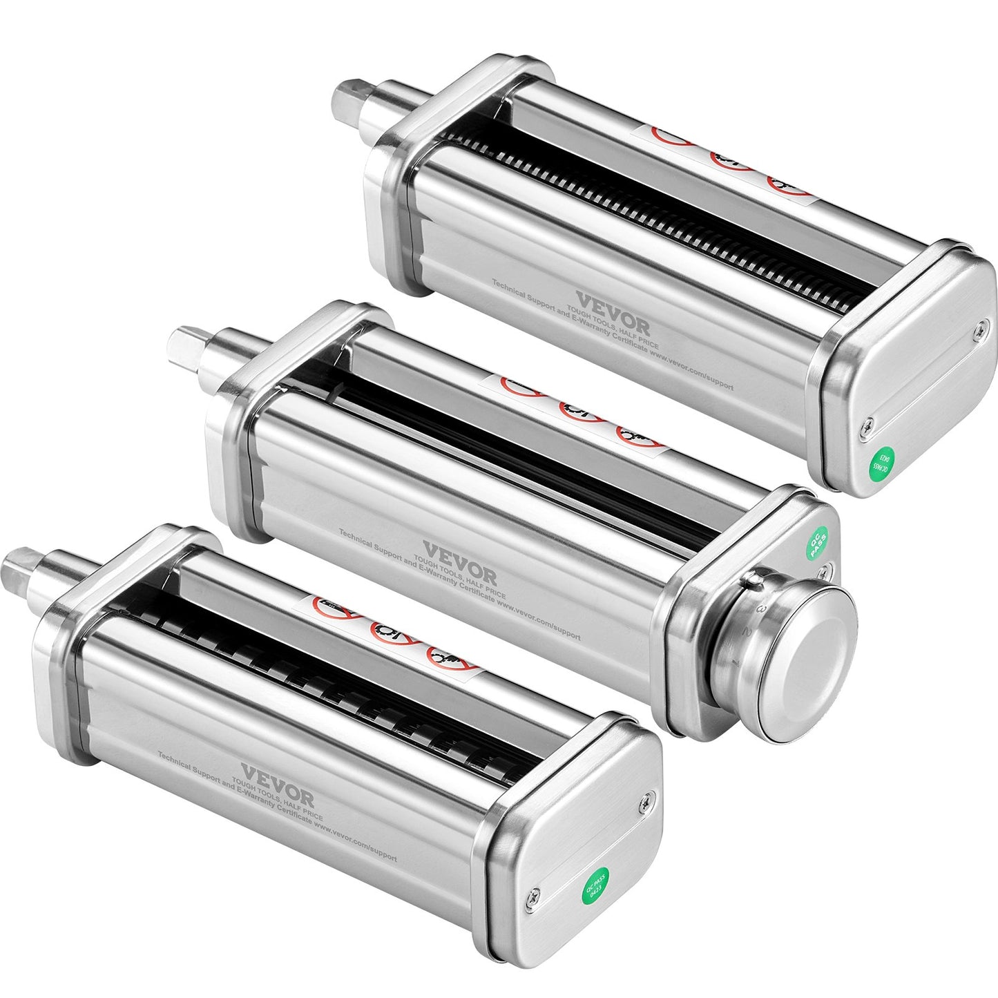 Pasta Accessories for KitchenAid Stand Mixer, Stainless Steel Pasta Roller Cutter Set Including Pasta Roller Roller, Spaghetti and Fettuccine Cutter, 8 Adjustable Thickness Knob Pasta Maker, 3pcs