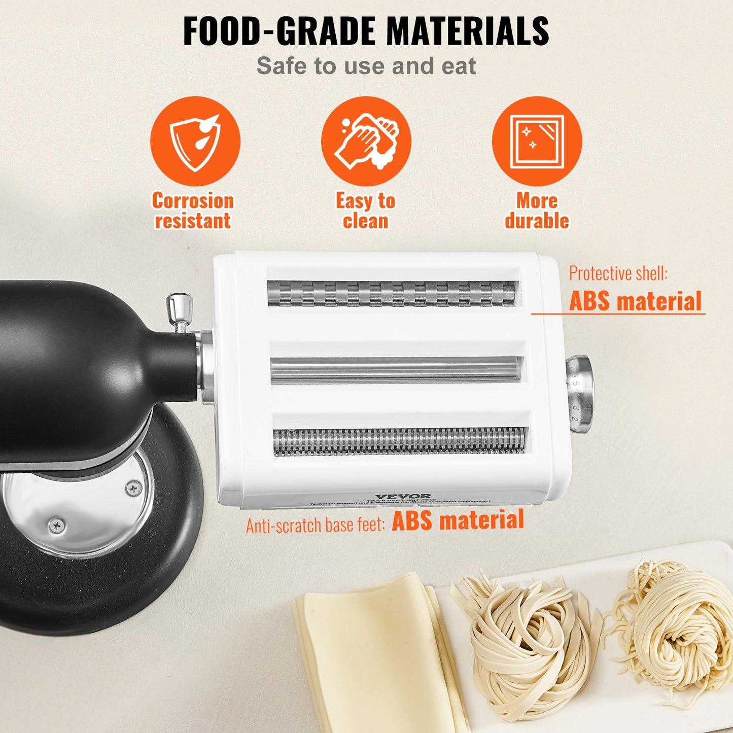 Pasta Accessories for KitchenAid Stand Mixer, 3-In-1 Stainless Steel Pasta Roller Cutter Set Including Pasta Roller Roller, Spaghetti and Fettuccine Cutter, 8 Adjustable Thickness Knob Pasta Maker