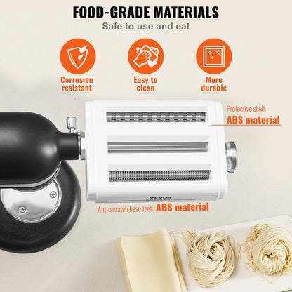 Pasta Accessories for KitchenAid Stand Mixer, 3-In-1 Stainless Steel Pasta Roller Cutter Set Including Pasta Roller Roller, Spaghetti and Fettuccine Cutter, 8 Adjustable Thickness Knob Pasta Maker