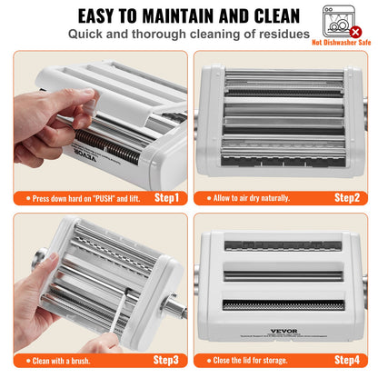 Pasta Accessories for KitchenAid Stand Mixer, 3-In-1 Stainless Steel Pasta Roller Cutter Set Including Pasta Roller Roller, Spaghetti and Fettuccine Cutter, 8 Adjustable Thickness Knob Pasta Maker