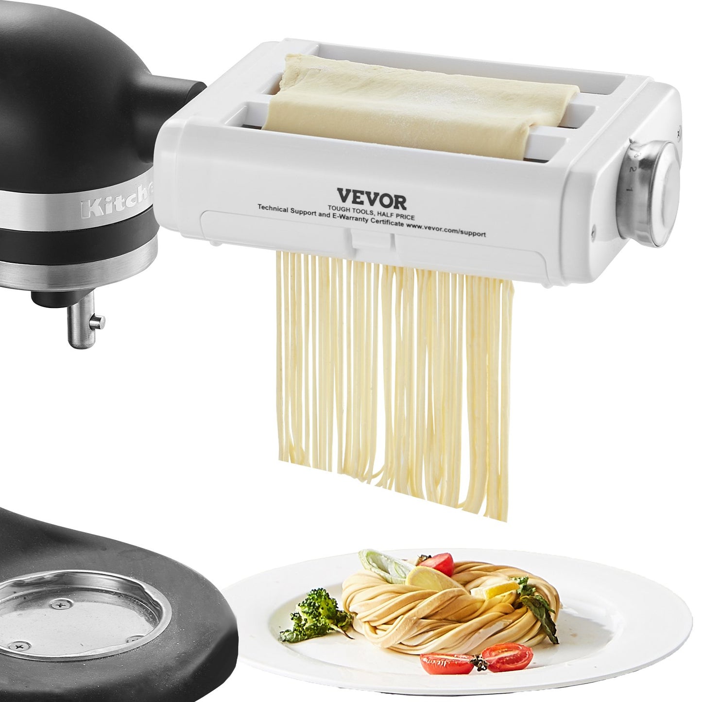 Pasta Accessories for KitchenAid Stand Mixer, 3-In-1 Stainless Steel Pasta Roller Cutter Set Including Pasta Roller Roller, Spaghetti and Fettuccine Cutter, 8 Adjustable Thickness Knob Pasta Maker