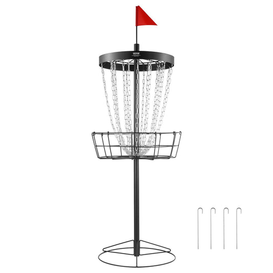 Disc Golf Basket, 24-Chains Portable Disc Golf Target Hole, Heavy Duty Steel Practice Disc Golf Target, Disc Golf Course Basket Indoor and Outdoor, Disc Golf Basket Stand Equipment, Black