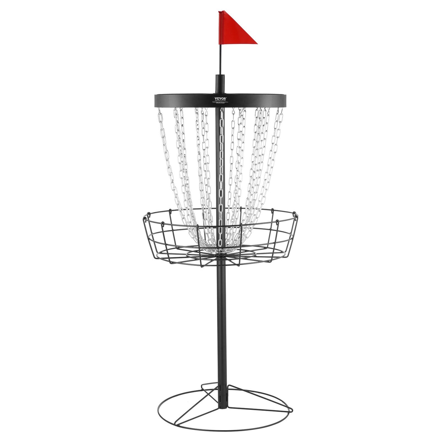 Disc Golf Basket, 24-Chains Portable Disc Golf Target Hole, Heavy Duty Steel Practice Disc Golf Target, Disc Golf Course Basket Indoor and Outdoor, Disc Golf Basket Stand Equipment, Black