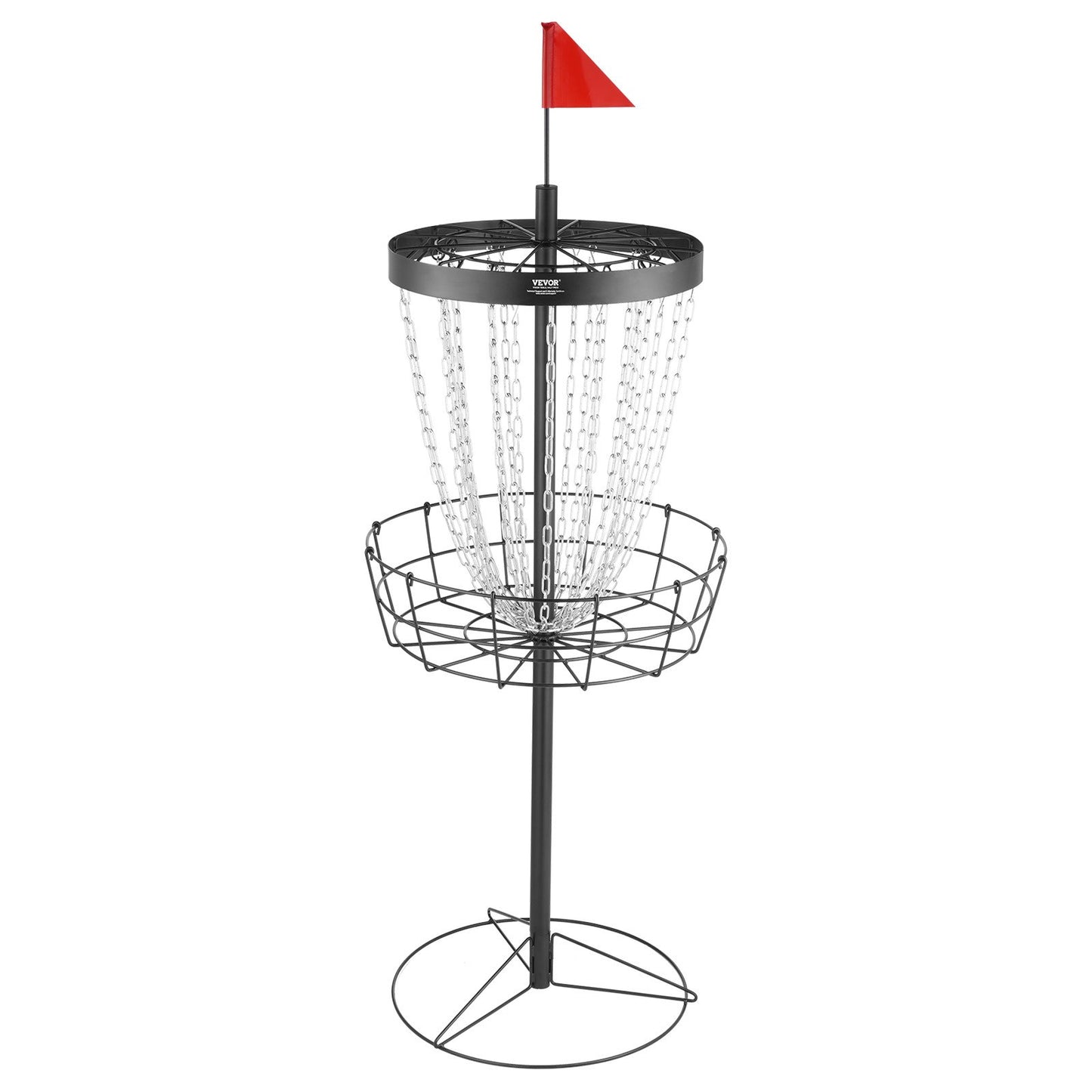 Disc Golf Basket, 24-Chains Portable Disc Golf Target Hole, Heavy Duty Steel Practice Disc Golf Target, Disc Golf Course Basket Indoor and Outdoor, Disc Golf Basket Stand Equipment, Black