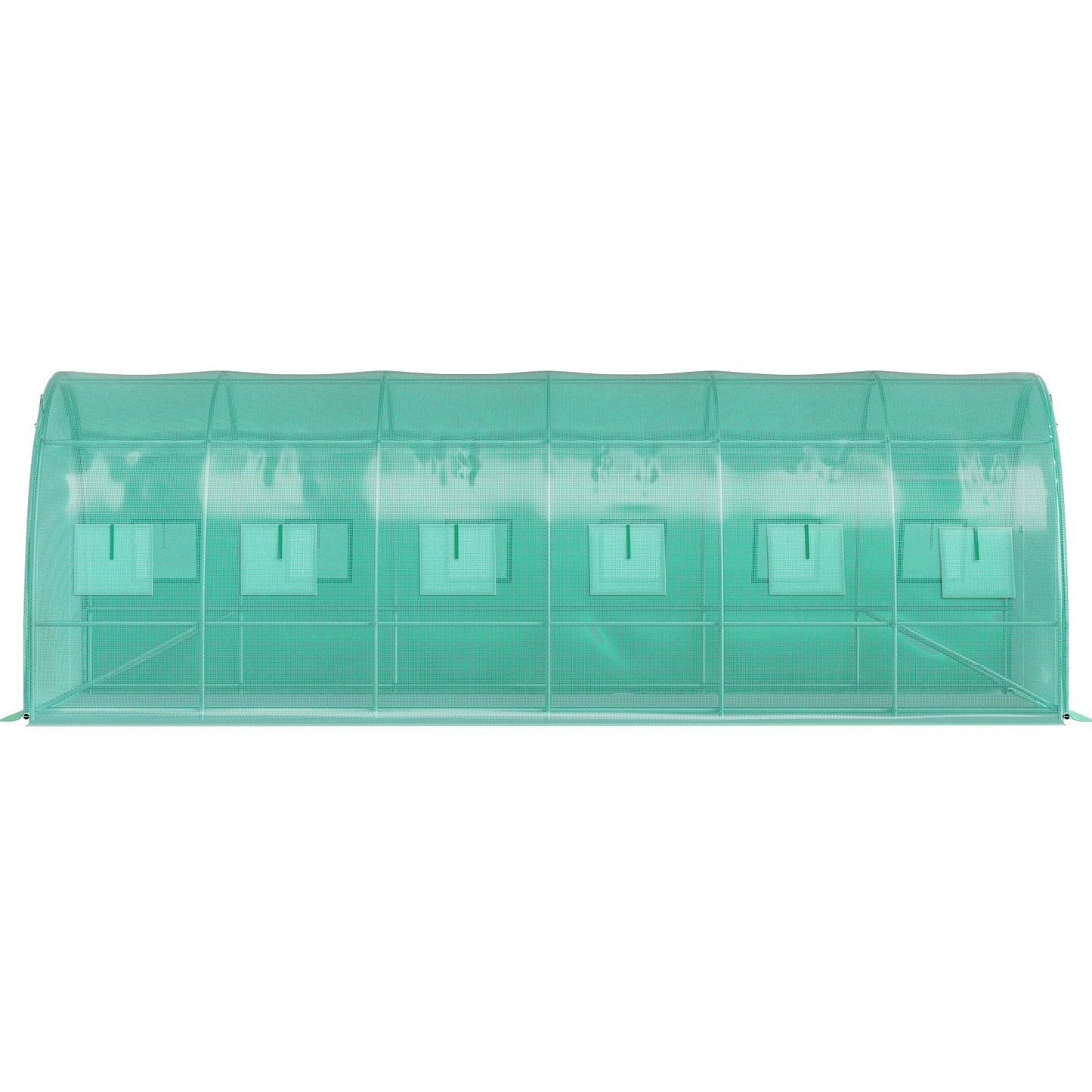 Walk-in Tunnel Greenhouse, 20 x 10 x 7 ft Portable Plant Hot House with Galvanized Steel Frames, 3 Top Beams, 4 Diagonal Posts, 2 Zippered Doors and 12 Roll-Up Windows, Green