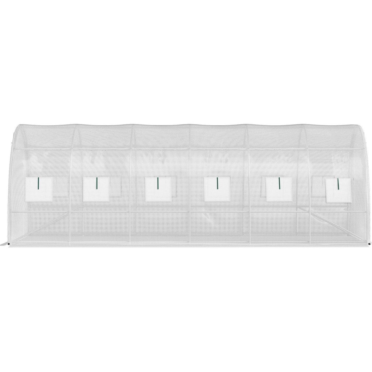Walk-in Tunnel Växthus, 20 x 10 x 7 fot Portable Plant Hot House med galvaniserade stålbågar, 3 övre balkar, 4 diagonala stolpar, 2 dragkedjeförsedda dörrar och 12 rullfönster, vit