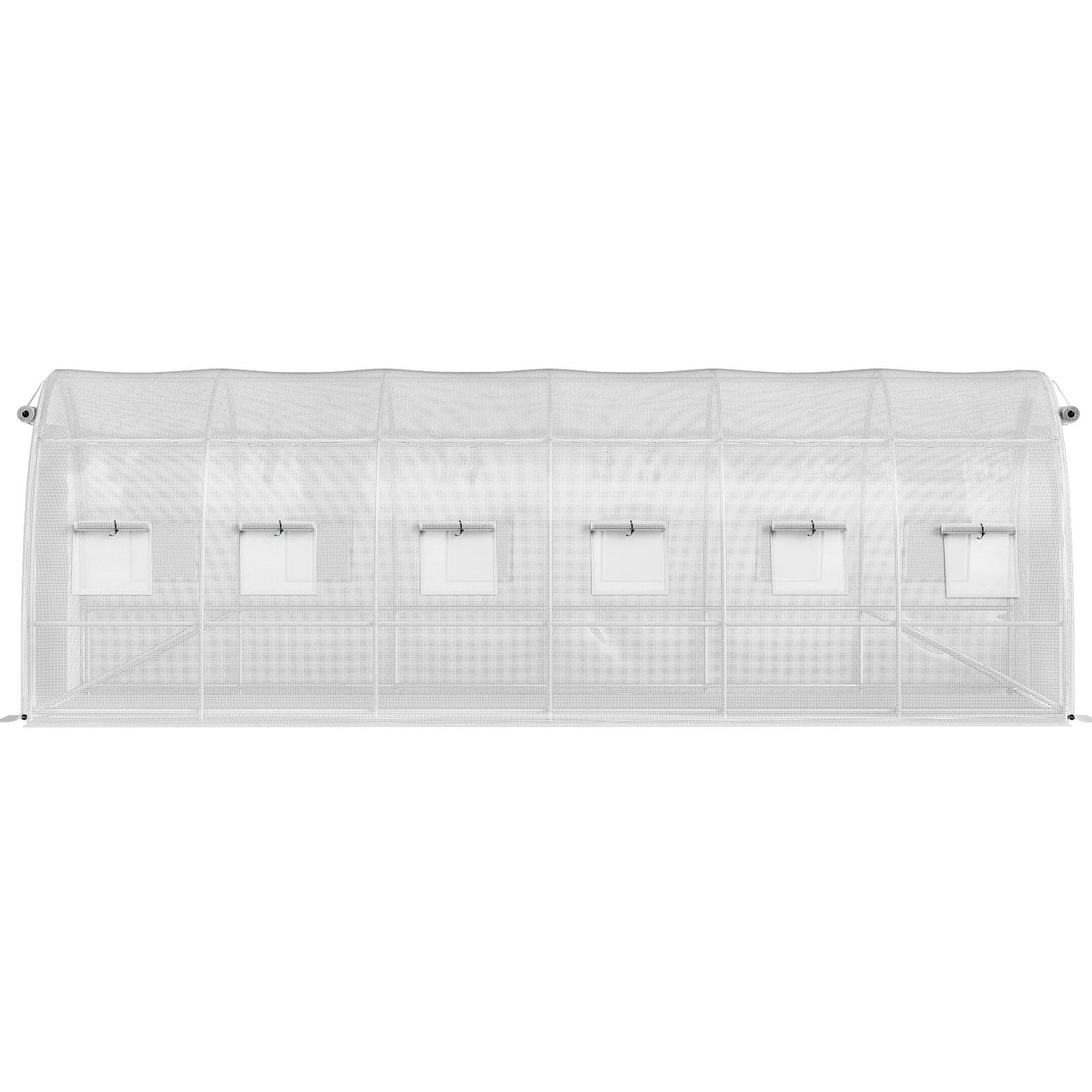 Walk-in Tunnel Växthus, 20 x 10 x 7 fot Portable Plant Hot House med galvaniserade stålbågar, 3 övre balkar, 4 diagonala stolpar, 2 dragkedjeförsedda dörrar och 12 rullfönster, vit