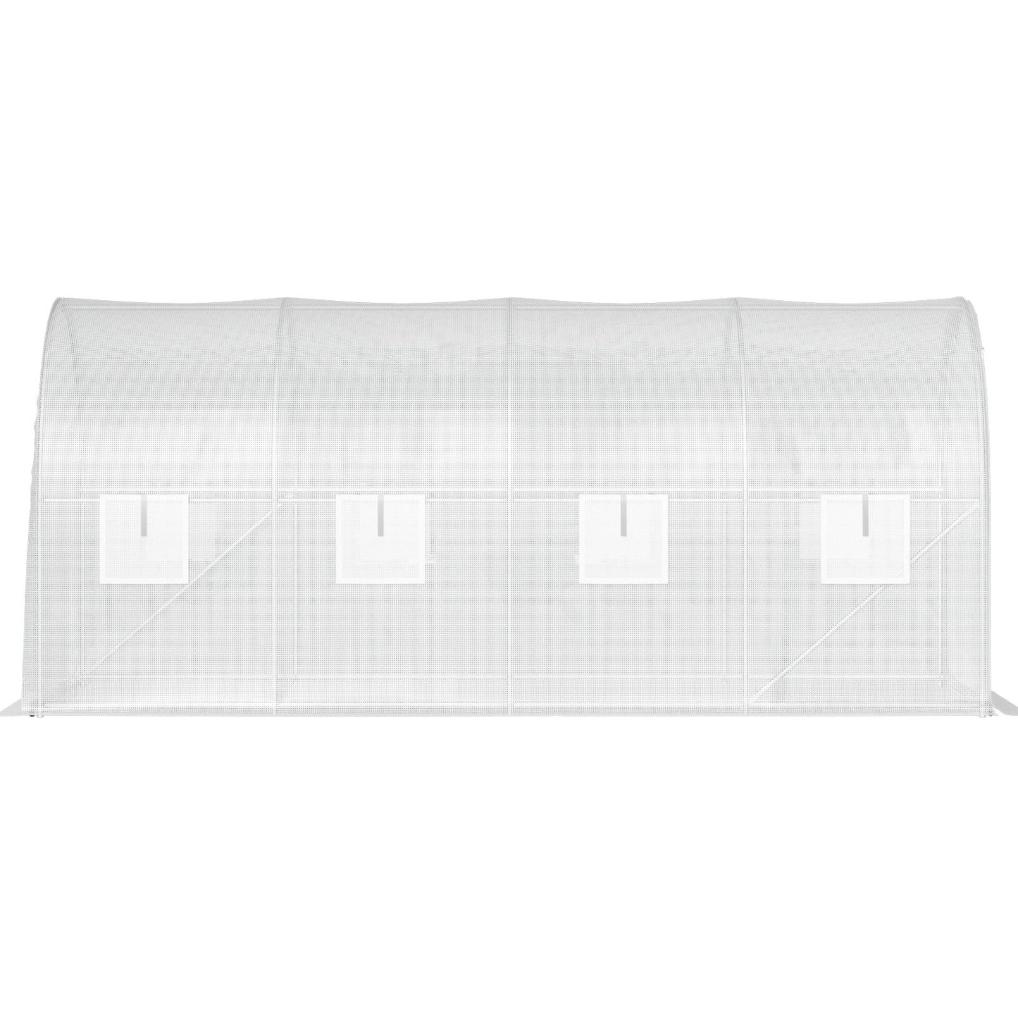 Walk-in Tunnel Greenhouse, 15 x 6.5 x 7 ft Portable Plant Hot House with Galvanized Steel Frames, 1 Top Beam, 2 x Diagonal Posts, 2 Zippered Doors and 8 Roller Windows, White
