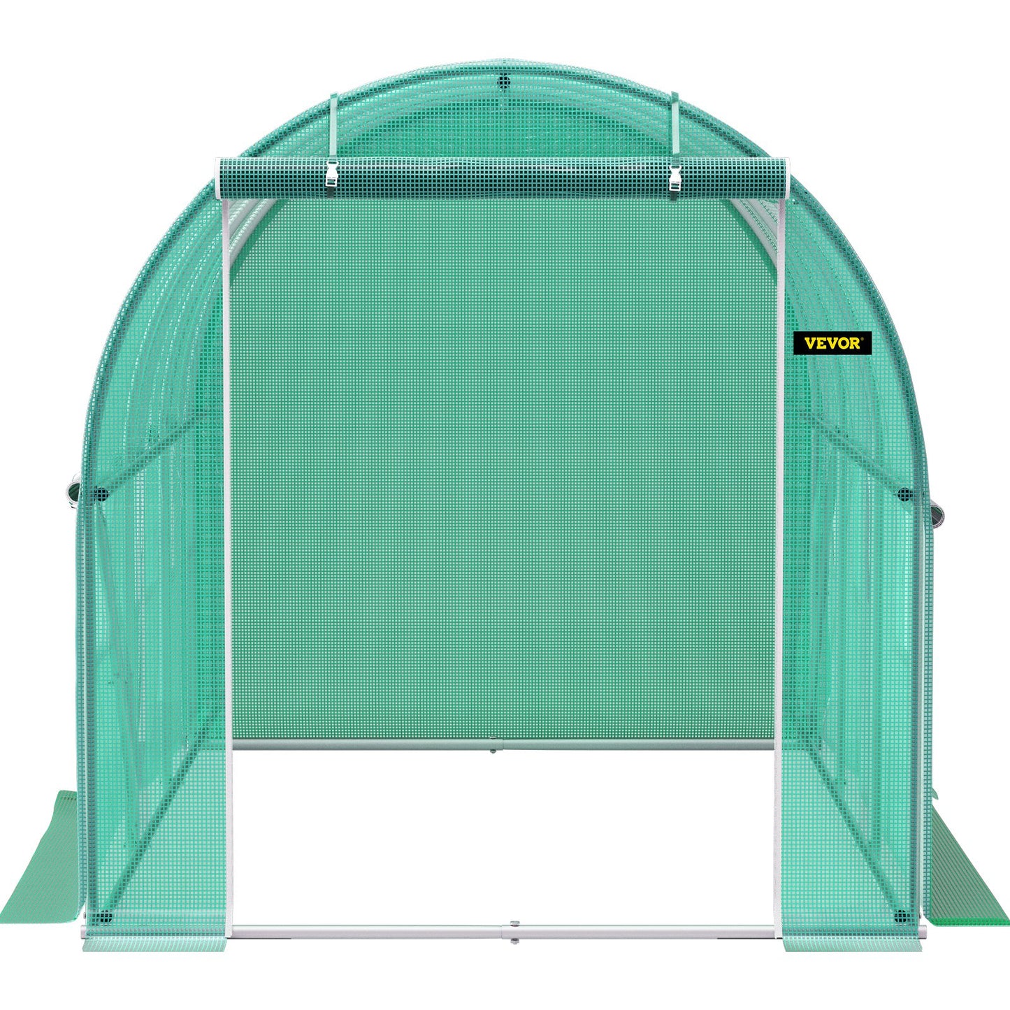 Walk-in Tunnel Greenhouse, 10 x 7 x 7 ft Portable Plant Hot House with Galvanized Steel Frames, 1 Top Beam, Diagonal Posts, Zippered Door and 6 Roll-Up Windows, Green