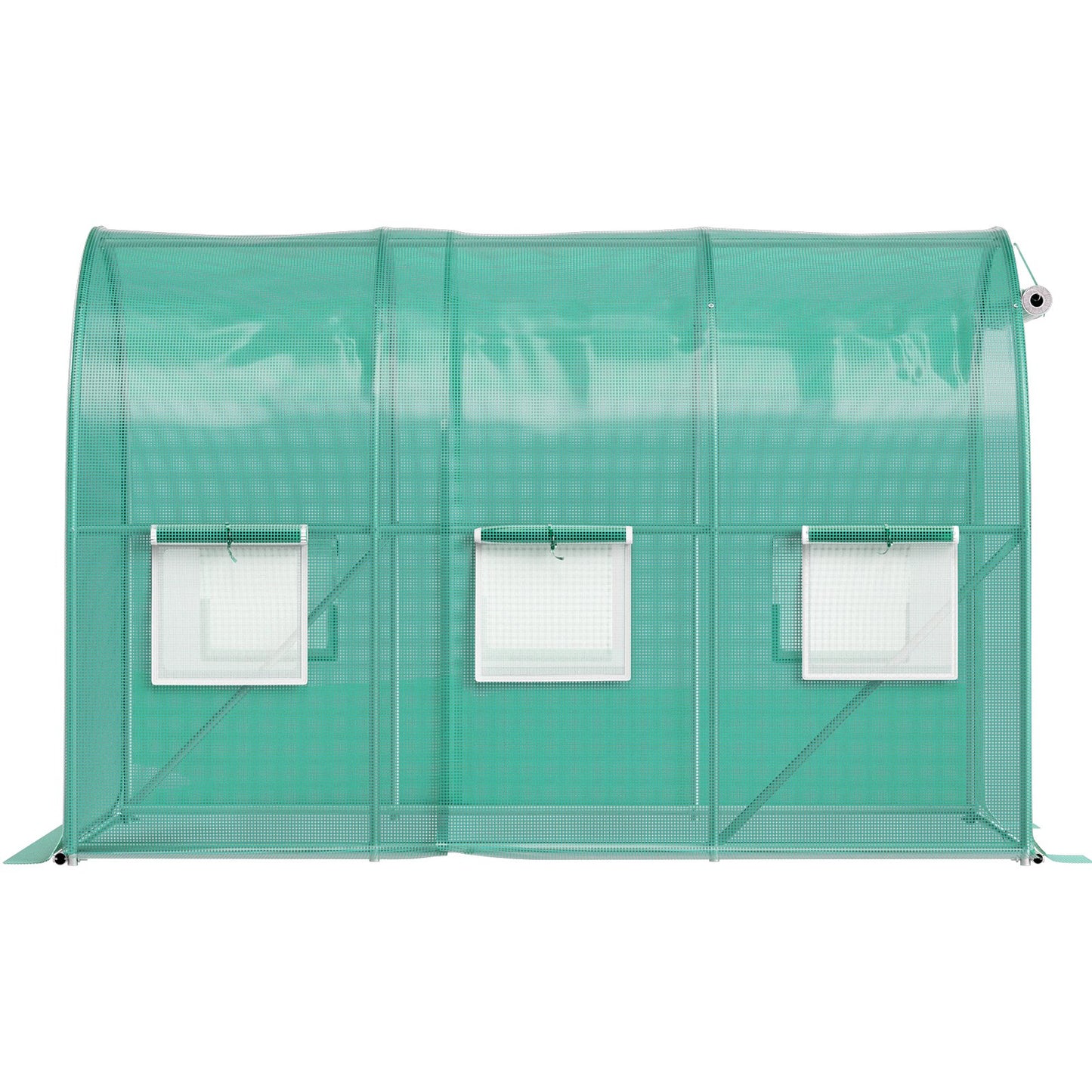 Walk-in Tunnel Greenhouse, 10 x 7 x 7 ft Portable Plant Hot House with Galvanized Steel Frames, 1 Top Beam, Diagonal Posts, Zippered Door and 6 Roll-Up Windows, Green