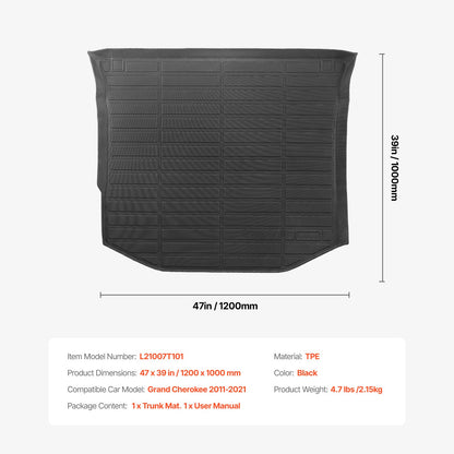 Cargo Mat Compatible with Jeep Grand Cherokee 2011-2021, Precise Fit Trunk Mat for SUVs, TPE Trunk Protector Replacement, Black (1PCS)