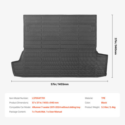 Lastmatta All Weather TPE Custom Fit för Toyota 4Runner 7 Seater 2010-2026