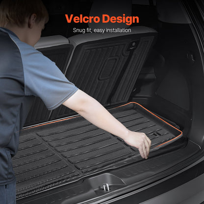 Cargo Mats Compatible with 2016-2022 & 2023-2024 Honda Pilot, Custom Fit TPE Cargo Liner Set for SUVs, Trunk and Back Seat Protector Replacement, Black, Trunk Mat and Backrest Mats