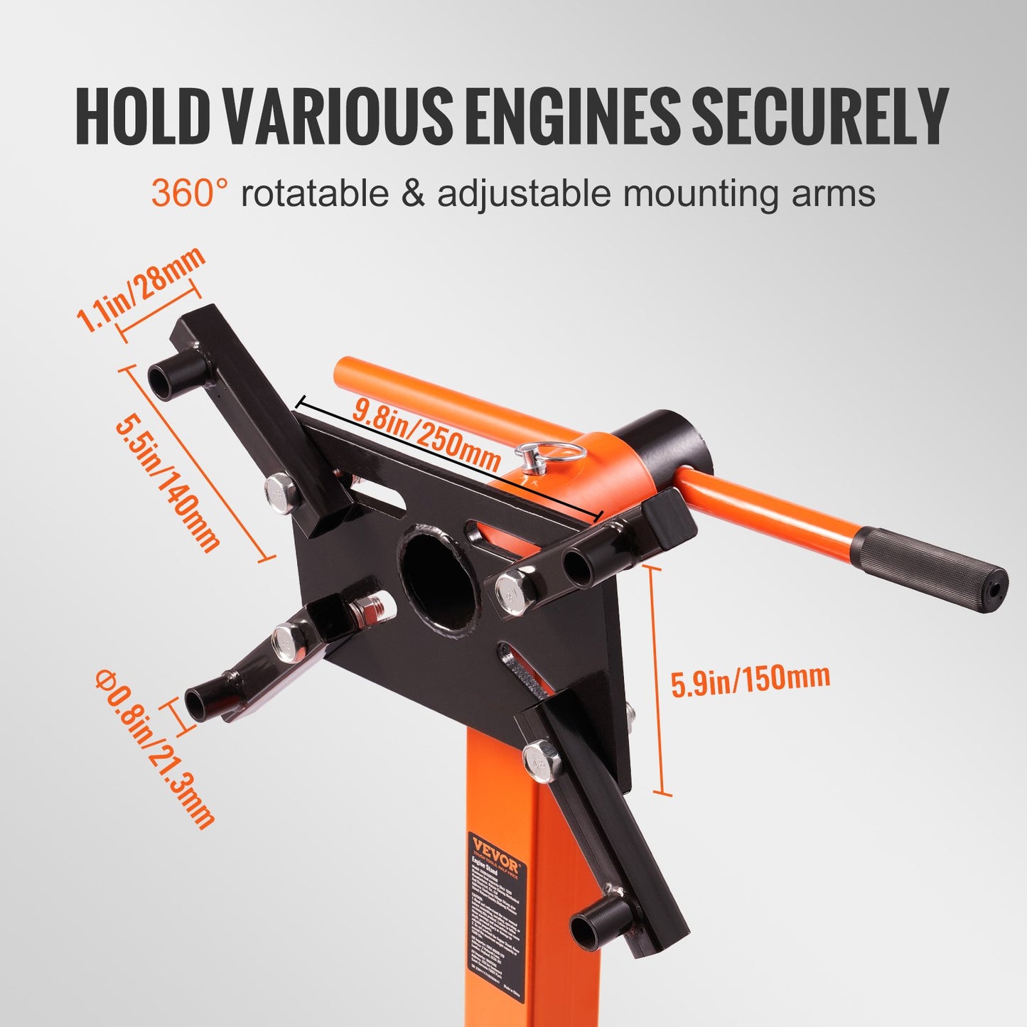 Motorstativ 1500LBS Folding Motor Hoist Dolly med justerbart monteringshuvud