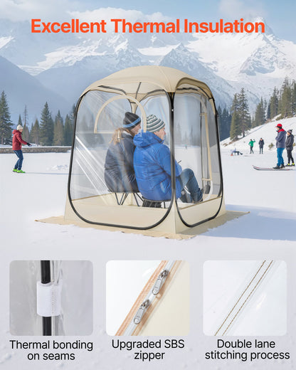 Pop up Sports Tent, 50x50 in Clear Bubble Tent for 1 Person, Waterproof Outdoor Pod with Floor Mat & Top Cover, Garden Igloo Dome Tents Camping Shelter for Events Fishing Cheering