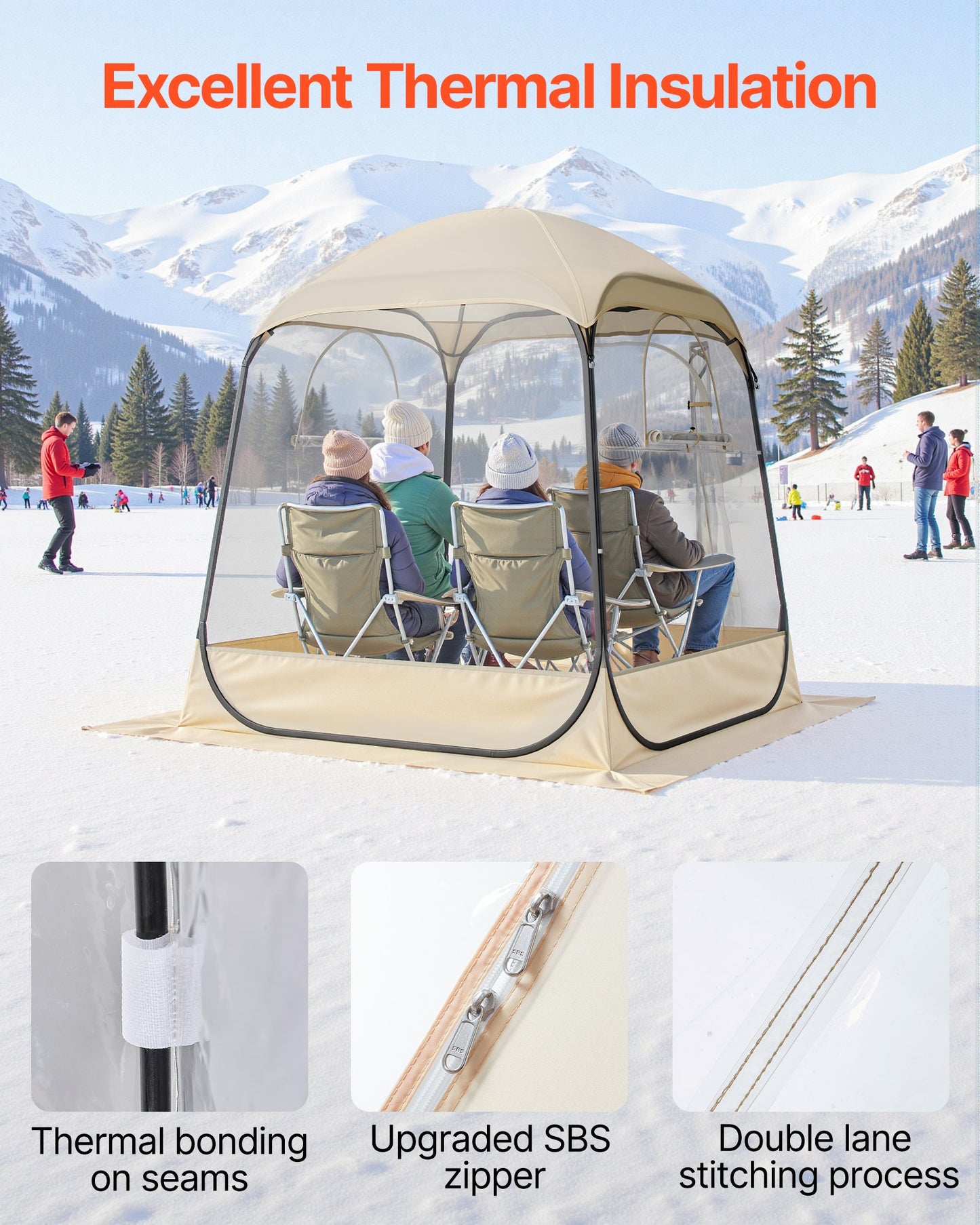 Pop up Sports Tent, 63x63 in Clear Bubble Tent for 2-4 Persons, Waterproof Outdoor Pod with Floor Mat & Top Cover, Garden Igloo Dome Tents Camping Shelter for Events Fishing Cheering