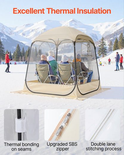 Pop up Sports Tent, 63x63 in Clear Bubble Tent for 2-4 Persons, Waterproof Outdoor Pod with Floor Mat & Top Cover, Garden Igloo Dome Tents Camping Shelter for Events Fishing Cheering