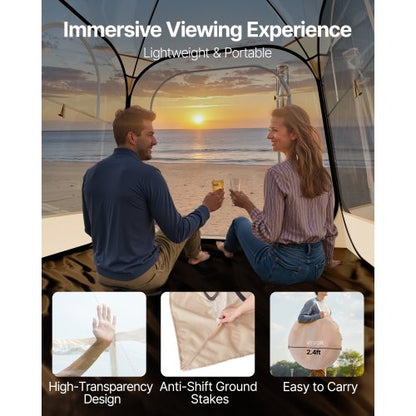 Pop-up-sportstält, 1,83x1,83 m genomskinligt bubbeltält för 2-4 personer, vattentät utomhuskapsel med golvmatta och överdrag, trädgårds-iglookupoltält campingskydd för evenemang fiske jubel |  EU