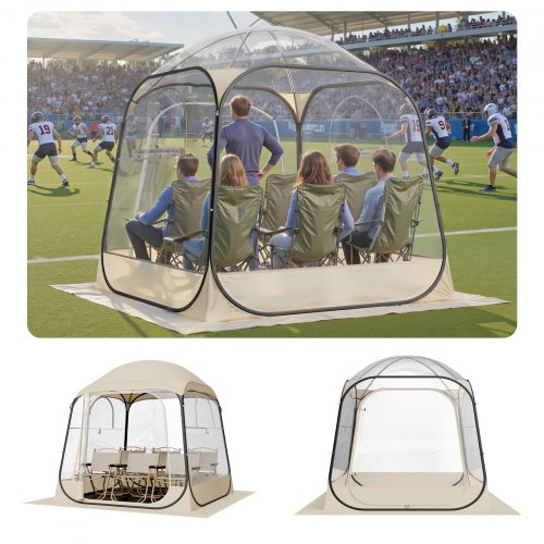 Pop up Sports Tent, 72x72 in Clear Bubble Tent for 2-4 Persons, Waterproof Outdoor Pod with Floor Mat & Top Cover, Garden Igloo Dome Tents Camping Shelter for Events Fishing Cheering