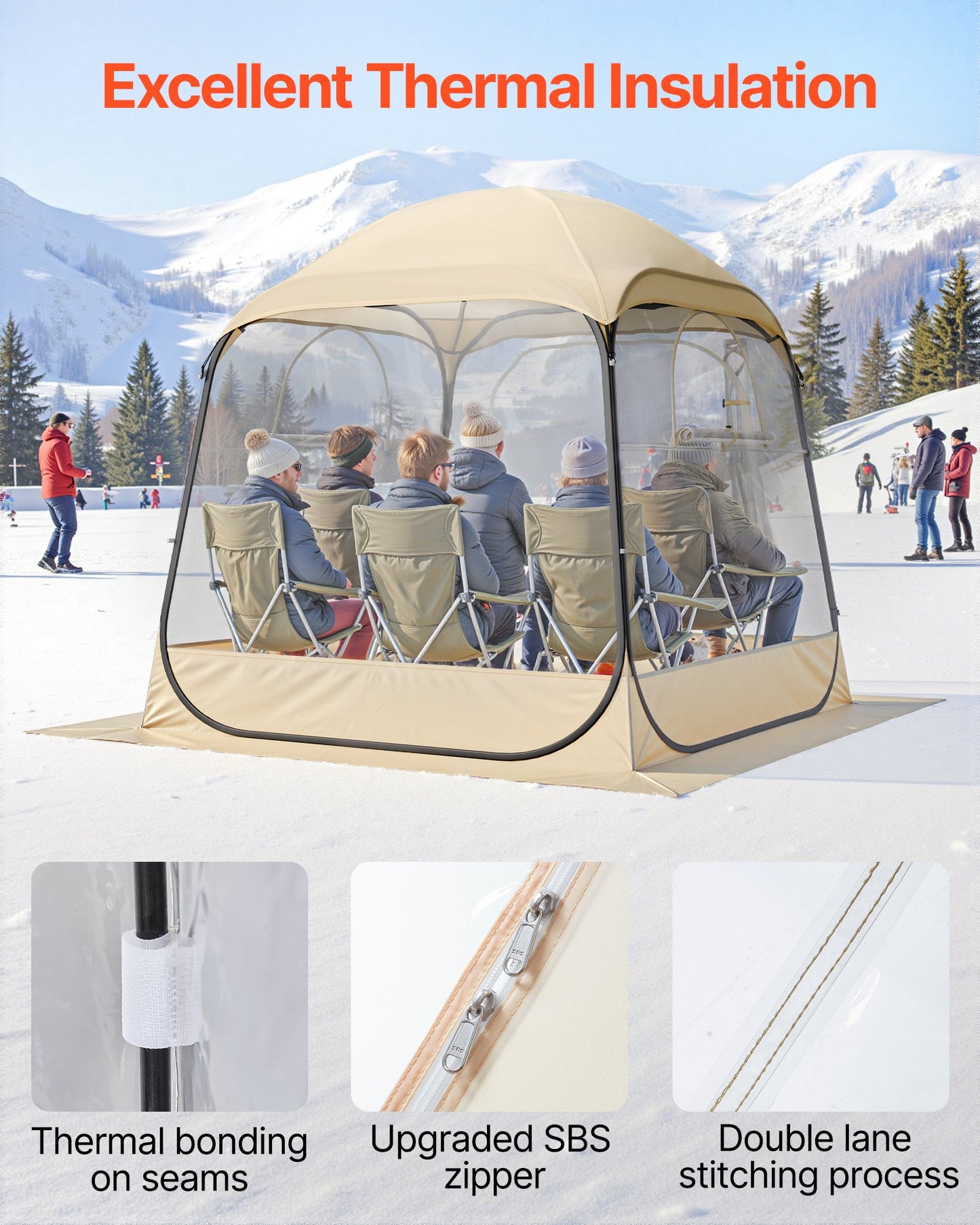 Pop up Sports Tent, 72x72 in Clear Bubble Tent for 2-4 Persons, Waterproof Outdoor Pod with Floor Mat & Top Cover, Garden Igloo Dome Tents Camping Shelter for Events Fishing Cheering