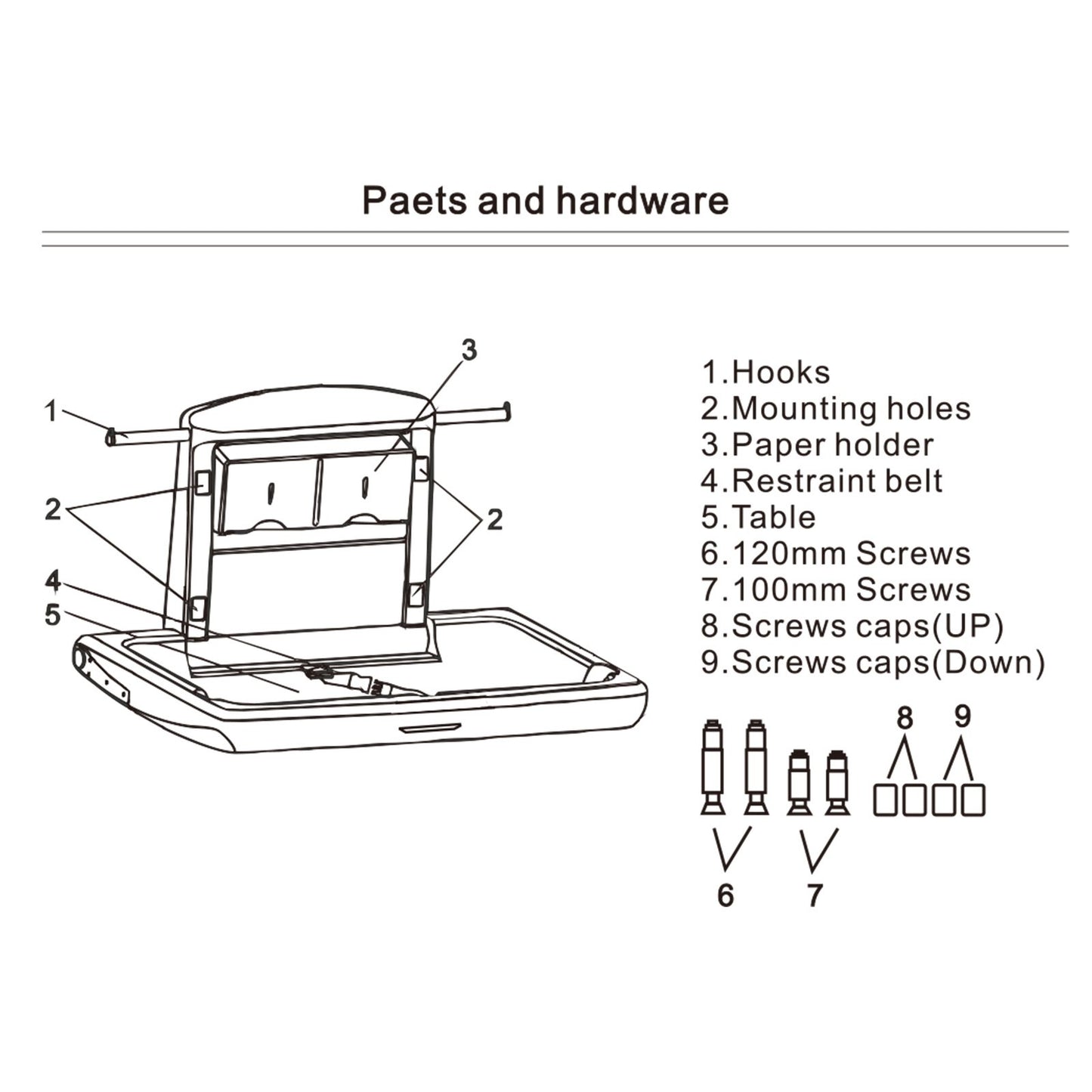Horizontaler Wickeltisch Wandmontierter Wickeltisch für Babywindeln Vertikaler herunterklappbarer Wickeltisch