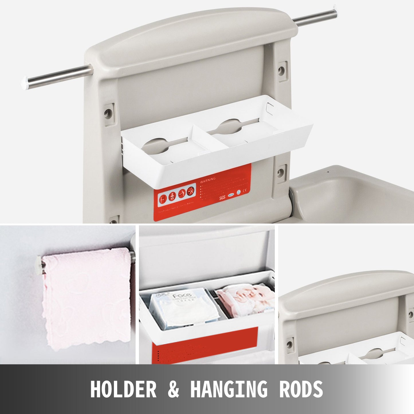 Horizontal Baby Changing Table Wall-mounted Baby Diaper Changing Station Vertical Fold Down Baby Changing Table