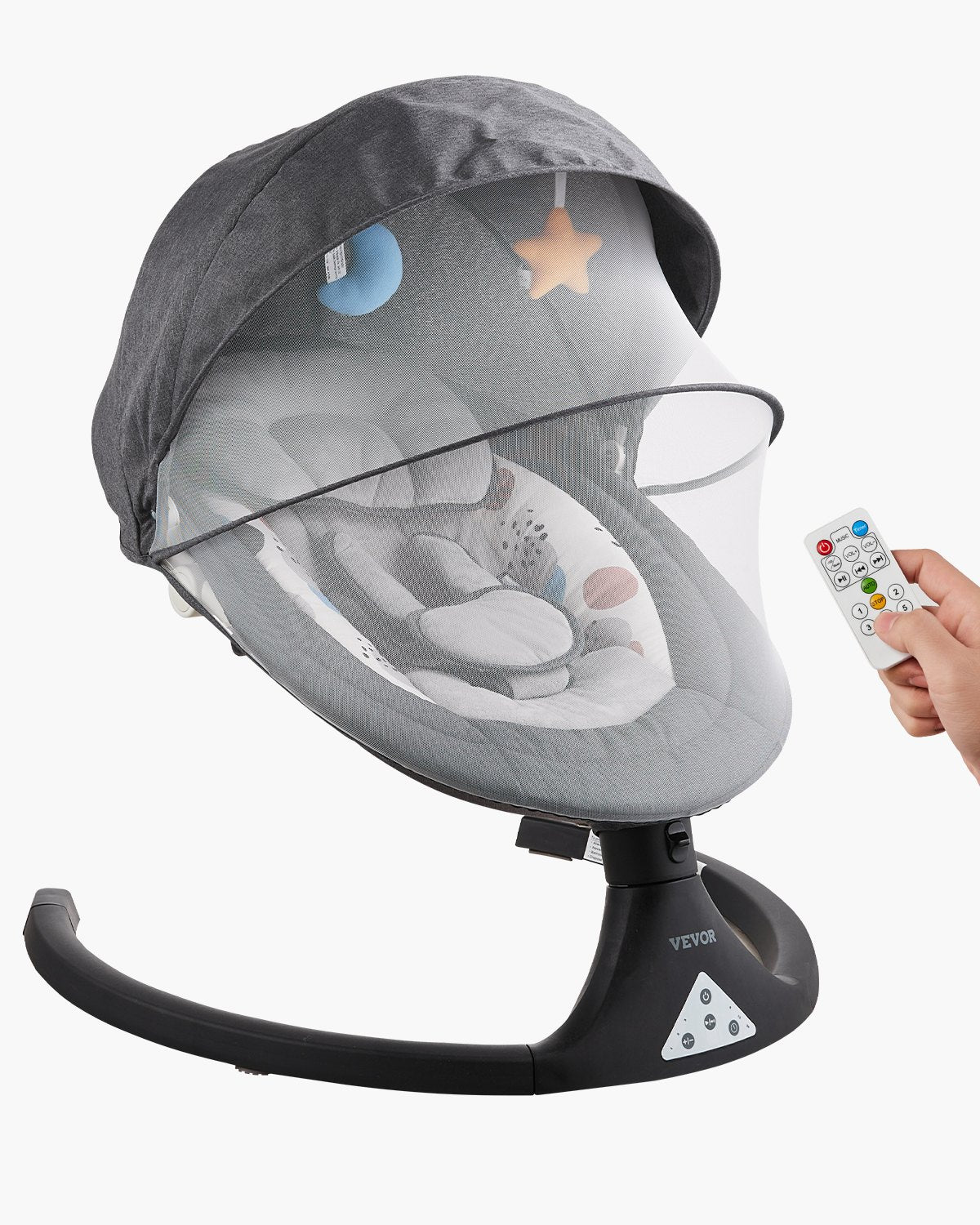Babyschaukel für Kleinkinder 5 Geschwindigkeiten 3 Sitzpositionen Bluetooth-Fernbedienung