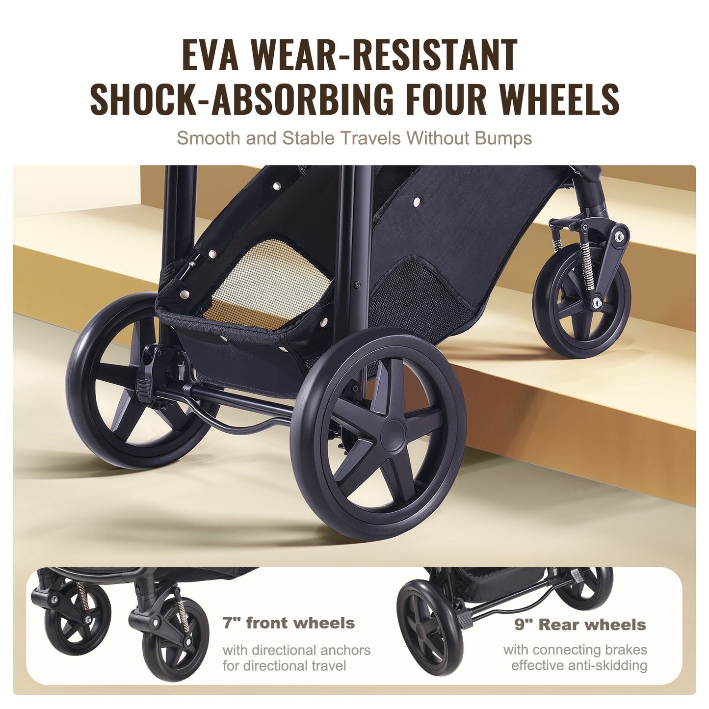 Travel System Stroller with Infant Bassinet, 2-in-1 Baby Cradle Stroller Combo, Reversible Seat, Easy One-button Folding, EVA Tires with Brake Aluminum Stroller Carseat Combo Set (Dark Gray)