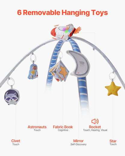 Baby-Spielturnmatte, Bauchzeit-Aktivitätsmatte mit 6 sensorischen Spielzeugen, 88,9 x 88,9 cm
