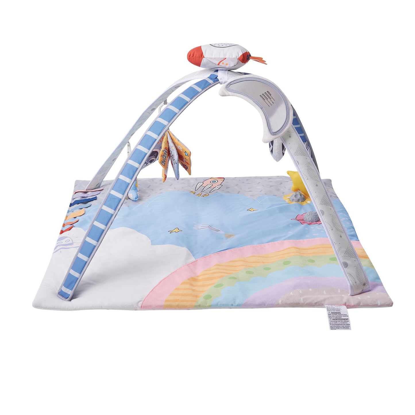 Baby-Spielturnmatte, Bauchzeit-Aktivitätsmatte mit 6 sensorischen Spielzeugen, 88,9 x 88,9 cm